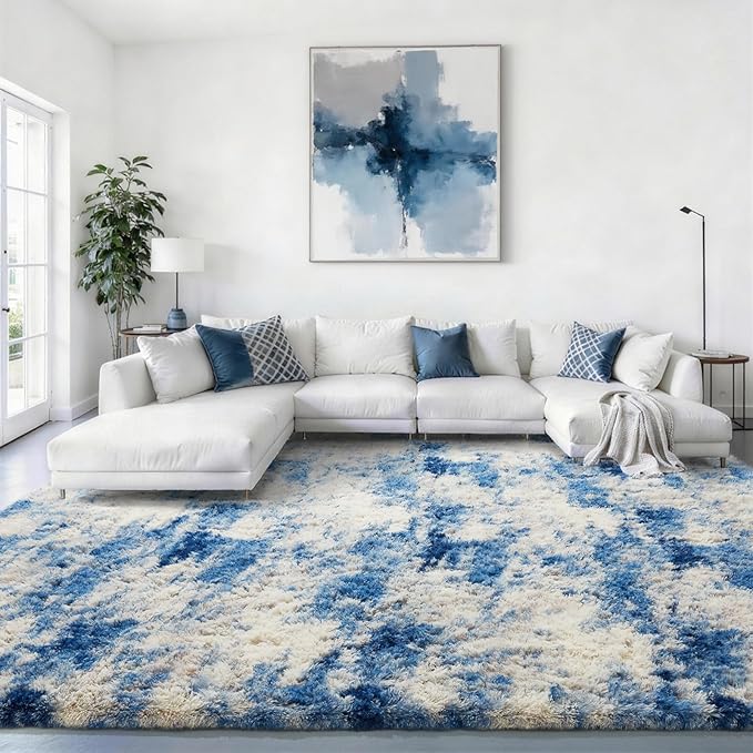 Ophanie 9x12 Blue and Gray Area Rugs by Ophanie