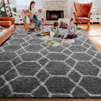 ONASAR 6x9 Area Rugs for Living Room Bedroom, Large Fluffy Grey and White Throw - Image 7