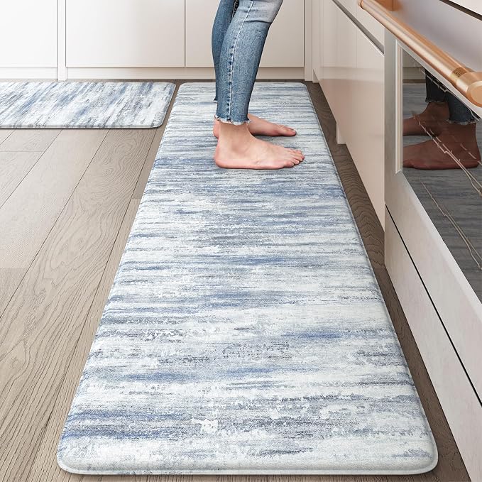 KIMODE Kitchen Mats for Floor, Abstract Kitchen Rugs Sets of 2, Anti Fatigue by StayinComfortCookwithJoy