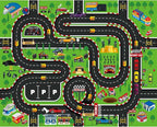 8x10 Ft Kids Race Track Car Rug Play Mat, Washable Non-Slip Large Playroom Rugs - Image 2