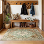 RELEANY Area Rugs 3'x5' Washable Non-Slip, Floral Vintage Distress Medallion - Image 2