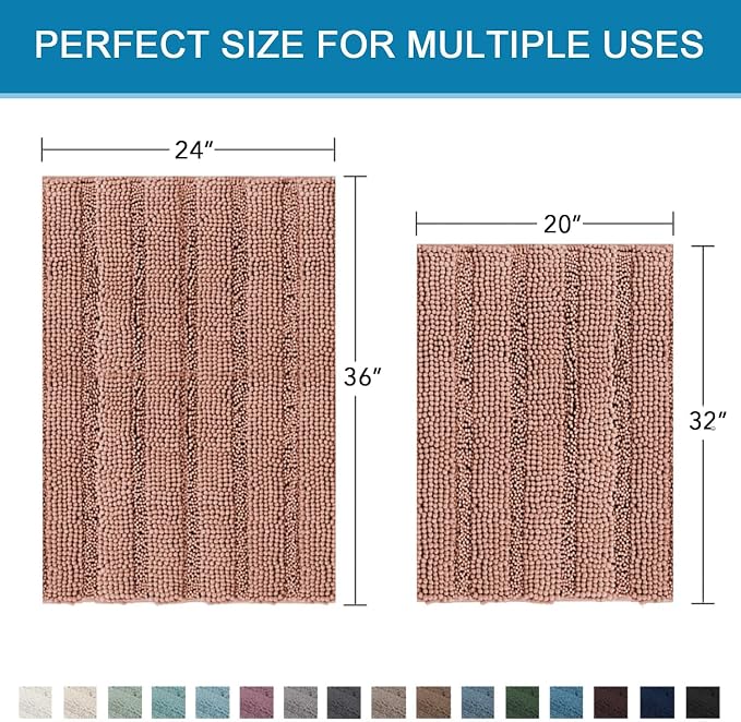 H.VERSAILTEX 2 Piece Set Bathroom Rugs Bath Mats Sets Super Absorbent Chenille - Image 2