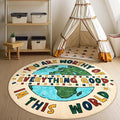 JINCHAN 4ft Round Rug Washable Fun Rug You Are Worthy Playroom Mat Non Slip by JINCHAN