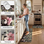 KIMODE Anti Fatigue Mats for Kitchen Floor 17"x47"+17"x29", Farmhouse Floral - Image 6