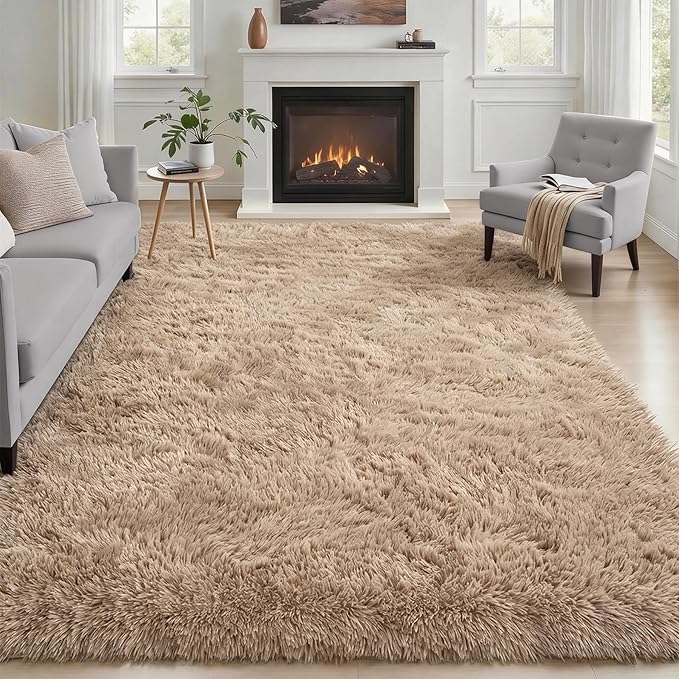 Fluffy 4x6 Area Rugs for Living Room Bedroom: Ultra Soft Shag Rug Non-Slip by Luxturiy