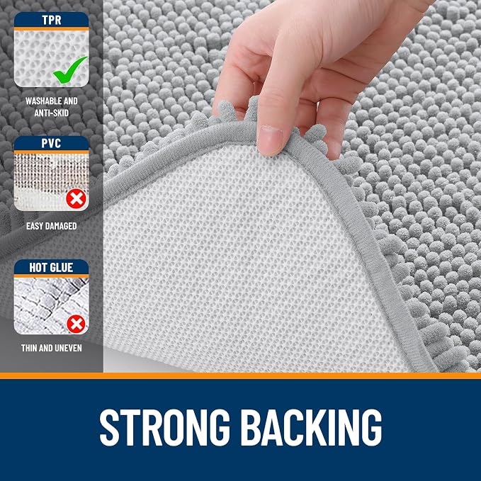 OLANLY Bathroom Runner Rugs 59x20, Soft Absorbent Chenille Bath Rugs, Rubber - Image 6