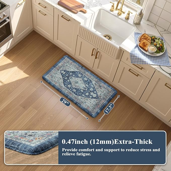 Collive Cushioned Anti-Fatigue Mats, Boho Non-Slip Waterproof Kitchen Floor Mat - Image 2