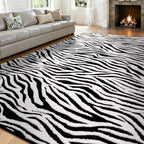 YIHOUSE 8x10 Ft Zebra Area Rugs, Abstract Modern Washable Black and White by YIHOUSE