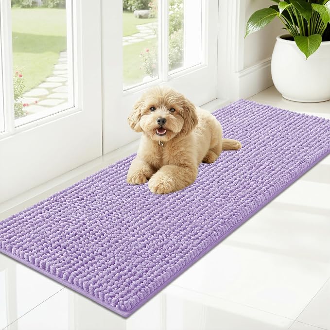 OLANLY Dog Door Mat for Muddy Paws 47x17, Ultra Absorbent Chenille Mud Doormat by OLANLY