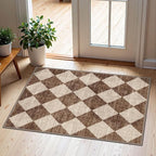 Front Door Rug - 2x3 Brown Beige Non-Slip Washable Doormat Indoor Outdoor Mat by Othilic