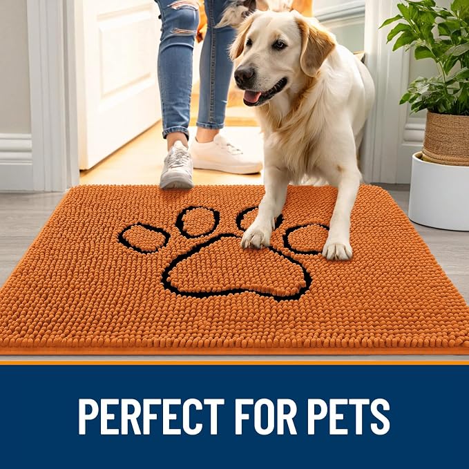 OLANLY Dog Door Mat for Muddy Paws 48x30, Paw Print Design, Absorbs Moisture - Image 6