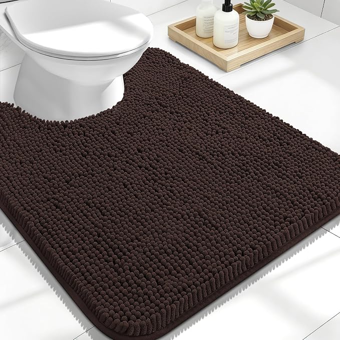 OLANLY Toilet Rugs U-Shaped 24x20, Extra Soft Absorbent Chenille Contour by OLANLY