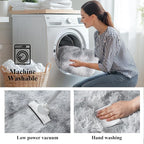 2x3 Fluffy Shag Light Grey Rug for Bedroom, Soft Fuzzy Plush Washable Non Slip - Image 5