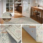 GENIMO Area Rugs 9x12 Living Room, Non-Slip Vintage Boho Floral Carpet - Image 5