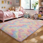 KICHOWUA Area Rug 5x7 Rainbow Fluffy Shag - Image 6