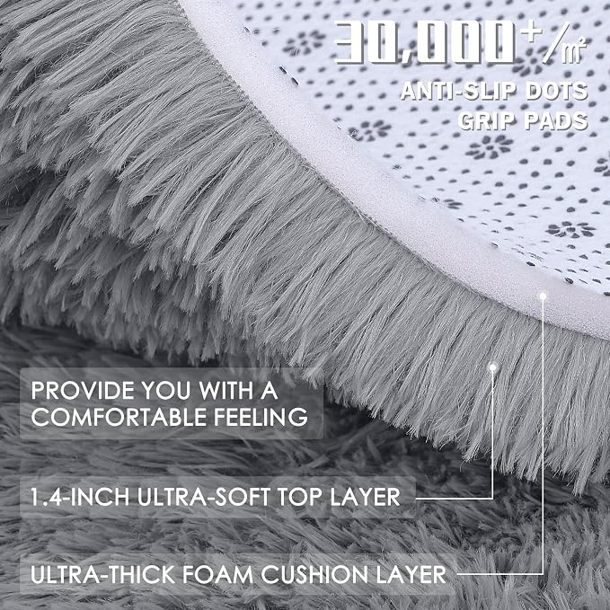 OLANLY 4x5 Machine Washable Accent Rug, Soft Fluffy Shaggy Area Rug - Image 8