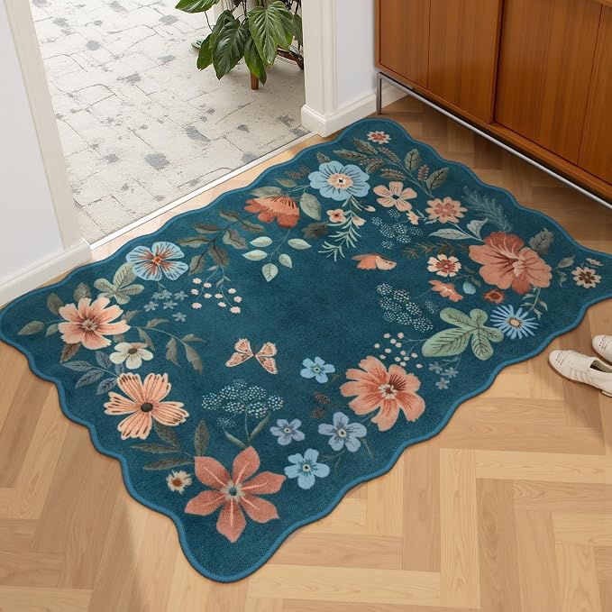 Lahome Floral Washable Entryway Rug, 2X3 Soft Kitchen Rugs Non-Slip, Ultra-Thin by Lahome