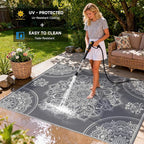 Pauwer Waterproof Outdoor Rug 8x10, Reversible Plastic Straw Patio Camping Rug - Image 4