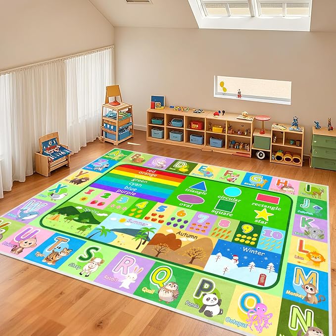Kids Rugs for Playroom, 6x8 Ft Large Educational ABC Rug - Image 7
