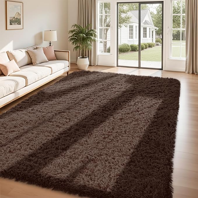 8x10 Area Rug for Living Room:Ultra Soft Fluffy Shag Brown Rugs, Large Fuzzy - Image 2