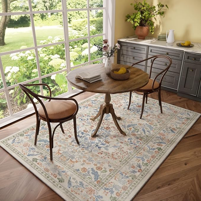 Washable Area Rugs for Living Room: 5x7 Bedroom Rug Vintage Area Rug Stain - Image 6