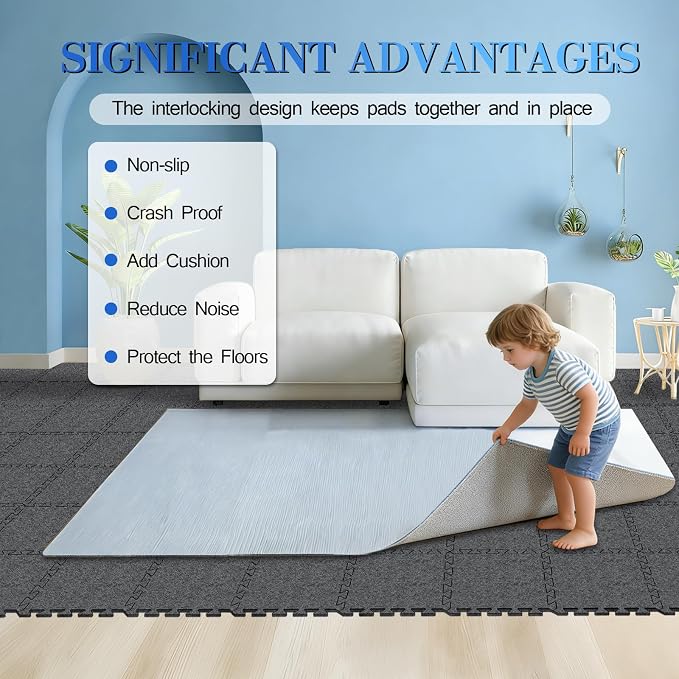 BXI Soundproof Interlocking Rug Pad 10 Pcs, High Density Noise Reduction Puzzle - Image 3