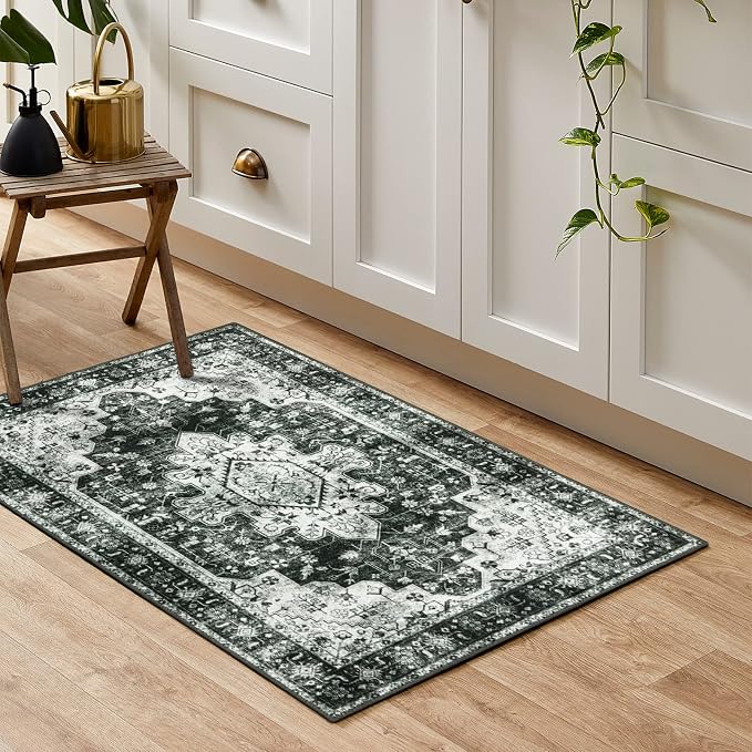 Moynesa Washable 2x3 Entryway Rug Small Front Door Mat, Distressed Low Pile - Image 7