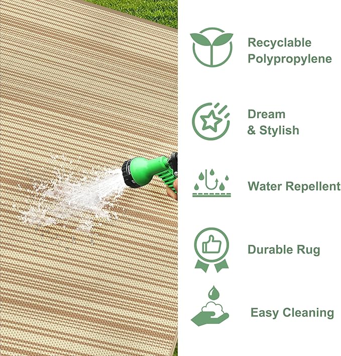 GENIMO Outdoor Rug for Patio Clearance, Lightweight Waterproof RV Camping Mat - Image 6