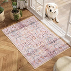 AMTOVO 2x3 Washable Entryway Area Rug Door Mat, Vintage Boho Floral Distressed - Image 2
