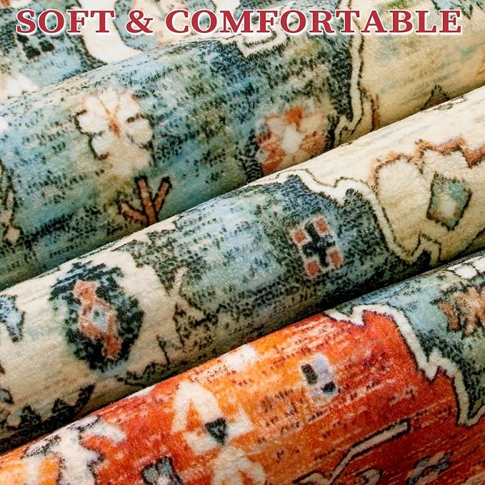 SERISSA Boho Tribal 8x10 Area Rugs, Washable Vintage Large Living Room Rug - Image 5