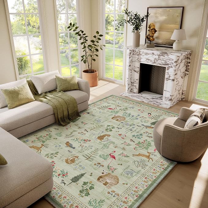 6x9 Area Rugs for Living Room: Washable Rug Vintage Bedroom Rugs Stain by palohom