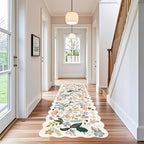 3x10 Washable Hallway Runner Rug: Long Floral Scalloped Soft Runners - Image 2