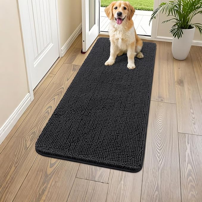 Smiry Dog Door Mat for Muddy Paws 44x24, Absorbent Dirt Trapper, Non-Slip by Smiry