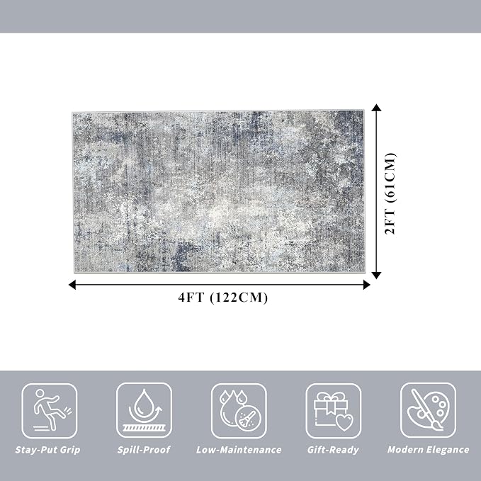 2x4 Runner Rug Washable Non-Slip – Small Throw Rug - Image 2
