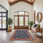 Hazo Haus Dark Blue & Terracotta 5x8 Living Room Rug - Image 8
