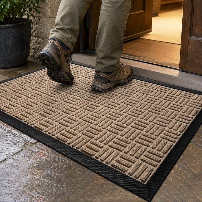 Mibao Front Door Mat Outdoor Entrance, Waterproof Dirt Trapper Doormat by Mibao