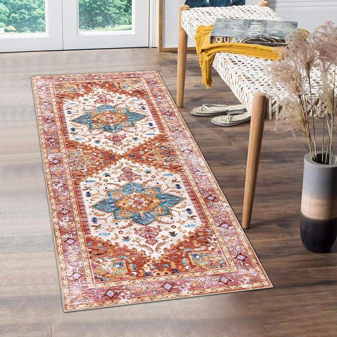Yamaziot Washable Runner Rug, 2x5 Non-Slip Boho Vintage Hallway Rug Runner by Yamaziot