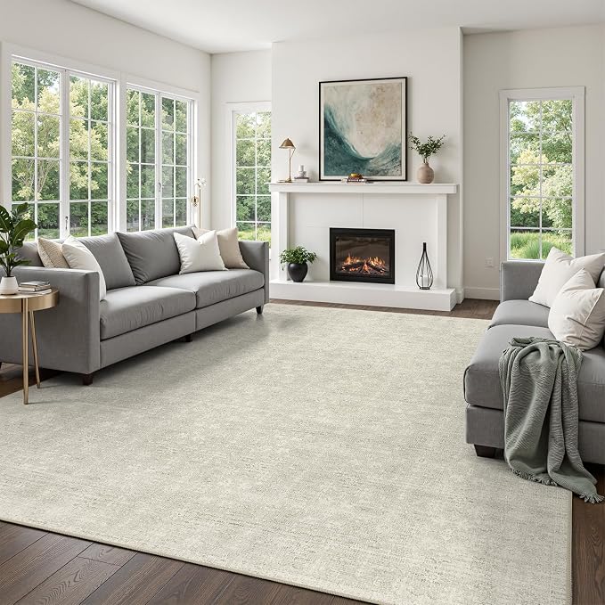 DCX 4x6 Beige Rug, Kid & Pet Friendly by DCXWashableRug