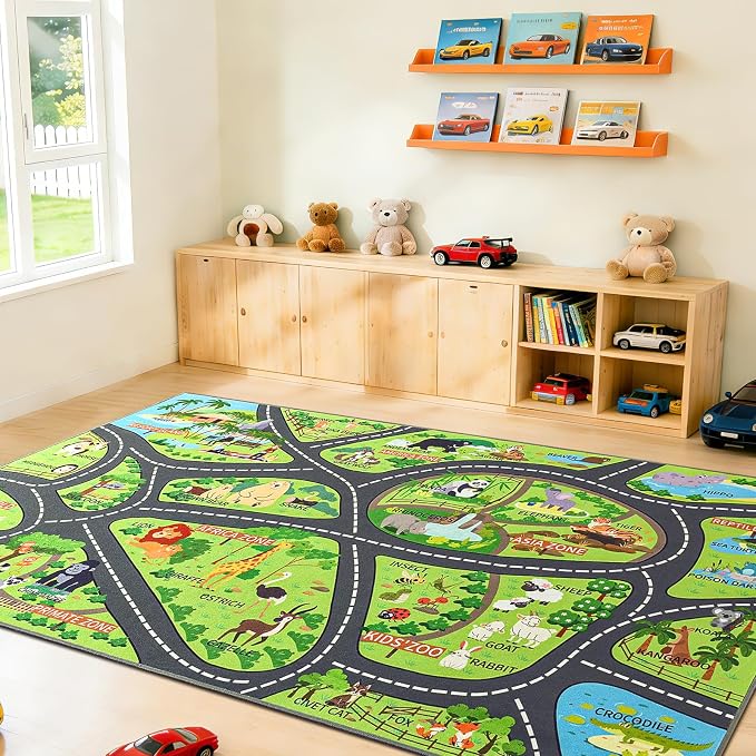 Zoo Adventure Kids Rug, Cute Animal Play Mat - Image 3