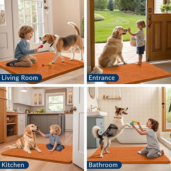 Smiry Dog Door Mat for Muddy Paws 70x24, Absorbent Dirt Trapper, Non-Slip - Image 7