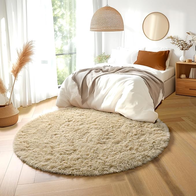 Amdrebio Beige Round Area Rug 6Ft - Image 3