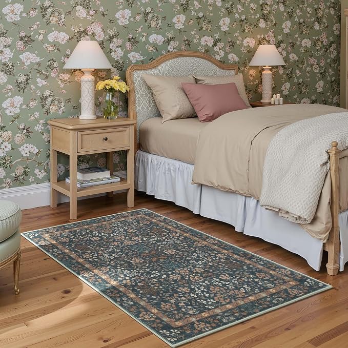jinchan Zenith Floral 3x5 Area Rug Machine Washable Soft Low-Pile Non-Slip - Image 3
