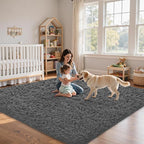 5x8 Area Rug for Living Room:Ultra Soft Fluffy Shag Dark Grey Rugs, Large Fuzzy - Image 9