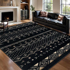 SERISSA 5x7 Area Rugs for Living Room, Washable Non-Slip Black Gold Grad Boho by SERISSAHomeDecorCollection