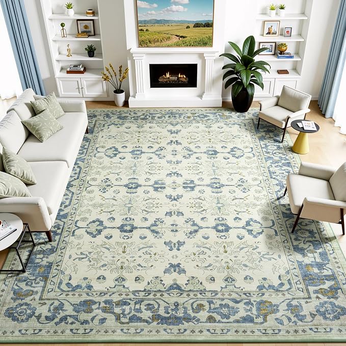 Lessymo Washable Area Rug for Living Room, 9x12 Large Rugs by Lessymo