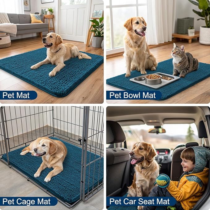 Smiry Dog Door Mat for Muddy Paws 47x24, Absorbent Dirt Trapper, Non-Slip - Image 6