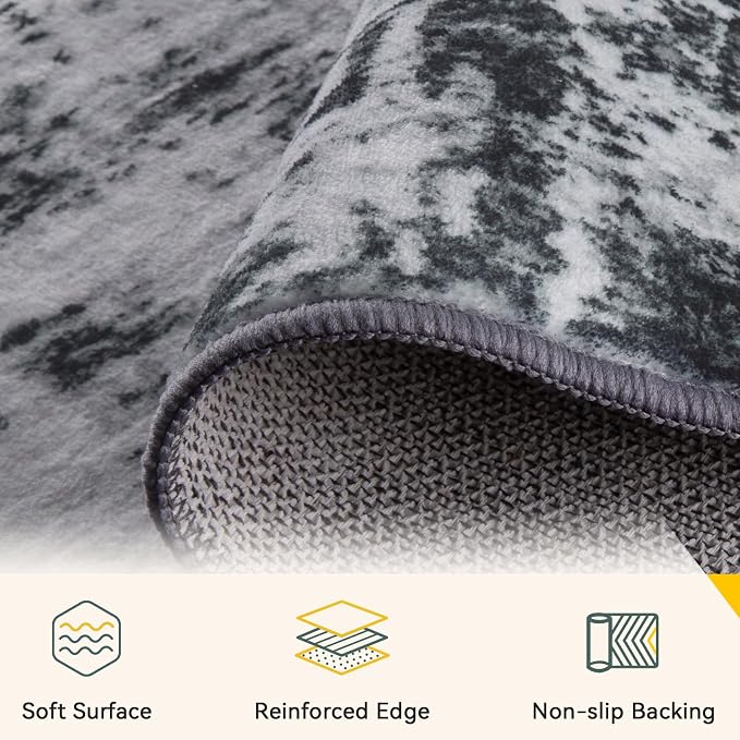 RELEANY Washable Area Rugs 3x4 Non-Slip Modern Abstract Soft - Image 4