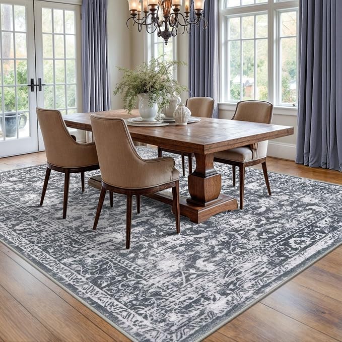KILOCOCO Area Rug 8x10 Living Room Rug Washable Printed Vintage Floral Non Slip - Image 2