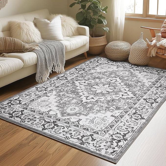 Lessymo 3 x 5 Area Rugs for Living Room- Machine Washable Area Rugs Boho Faux by Lessymo
