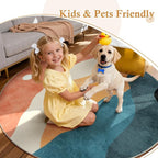 6 ft Abstract Round Rugs for Bedroom, Washable Non-Slip Circle Rug, Soft - Image 5